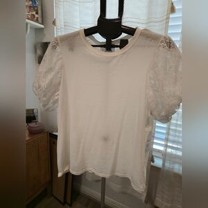 NWT Elegant White Lace Sleeve Top